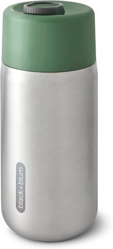 BLACK+BLUM - Ceașă de călătorie - Ceașă de cafea de călătorie din oțel inoxidabil 18/8, izolat termic, cu rezistență la scurgeri, capac încuiat - Se menține cald timp de 4 ore, rece timp de 8 ore, măsline - 340 ml