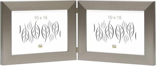 Deknudt Frames S41VD1 H2H Rama foto Diptic orizontal Rasina argintie 10 x 15 cm