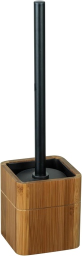 WENKO Perie WC pe picioare Mod. Serro, perie de toaleta cu maner din otel inoxidabil, recipient din bambus, cu insertie din plastic, negru