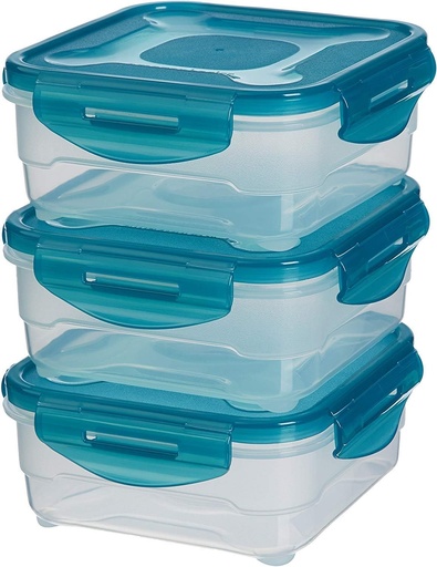 Notiuni de baza Amazon: Recipiente ermetice pentru depozitarea alimentelor, 3 x 0,8 litri, transparent, set de 3