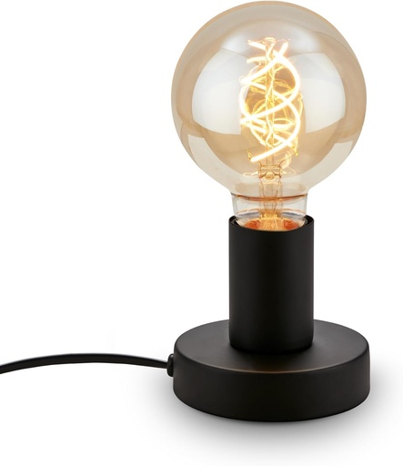 BRILONER - Lampă de noptieră retro cu întrerupător cu cablu, dulie E27, max. 10 wați, lampă de masă vintage, lampă, lampă de birou, lumină de masă, lampă de birou, lampă de citit pentru pat, lampă de lectură, 10 x 9 cm, negru