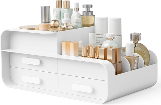 BTGGG Organizator cosmetice pentru machiaj Depozitare cosmetice cu 3 sertare Organizator multifuncțional pentru machiaj cu compartimente pentru depozitarea produselor cosmetice, a produselor de îngrijire a pielii și a bijuteriilor