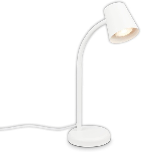 BRILONER - Lampă de noptieră, lampă de birou, pivotantă, lampă de masă, GU10, max. 9 wați, întrerupător de cablu, birou acasă, lampă de citit, lampă de birou, lampă pentru camera copiilor, 13 x 38,5 cm (D x H), alb
