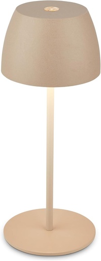 BRILONER - Mini lampă LED fără fir IP44 cu atingere, reglabilă continuu, baterie și sursă de lumină interschimbabile, lampă de noptieră, lampă decorativă, lampă LED, lampă de masă cu baterie, lampă de exterior, 8x20 cm (DxH), bej
