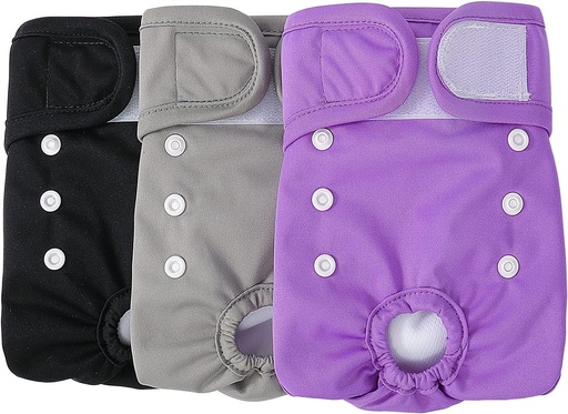 Pantaloni Demigreat Heat pentru căței, pachet de 3 S, tampoane foarte absorbante și igienice Scutece pentru căței, mărime reglabilă - violet