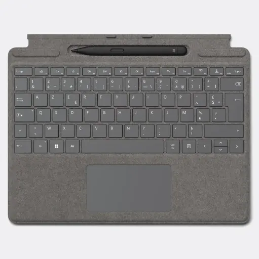 Tastatura Microsoft Surface Signature + tastatura capacitiva Surface Slim Pen 2, Platina, Compatibila cu Surface Pro 8, Pro 9 si Pro X (Tastatura...