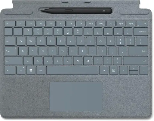 Tastatura Microsoft Surface Pro Signature si stilou Microsoft Surface Slim Pen 2, tastatura Ice Blue