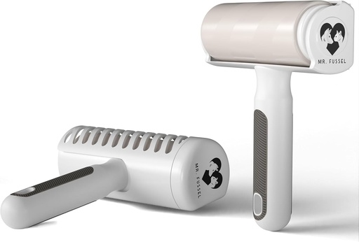 Indepartator de par de animale 2 in 1, set de role de scame, inclusiv rola de schimb, indepartator de scame reutilizabil pentru curatarea eficienta a parului de caine, parului de pisica, scamelor, prafului de pe canapea, haine