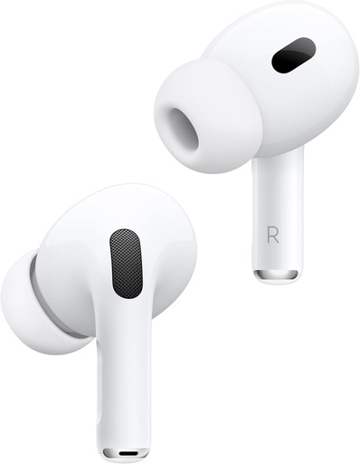 Casti intraauriculare wireless Apple AirPods Pro , casti Bluetooth, anulare activa a zgomotului, compatibile cu aparate auditive, mod de transparenta, audio spatial personalizat, sunet de inalta fidelitate, incarcare USB-C