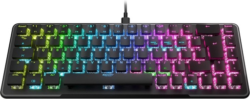 Roccat Vulcan II Mini - Tastatura de gaming optica 65% cu iluminare RGB personalizabila (layout francez), cablu detasabil, placa de aluminiu, neagra