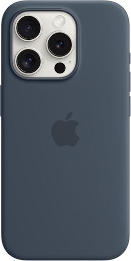 Husa Apple din silicon cu MagSafe pentru iPhone 15 Pro - Albastru furtuna