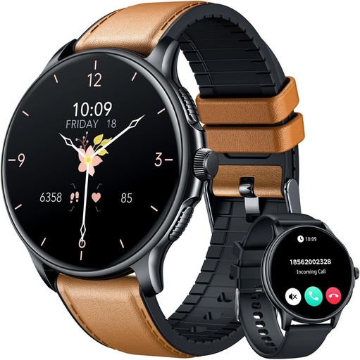 Ceas inteligent pentru barbati, monitor de fitness: ceas inteligent rotund de 1,43" cu apeluri Bluetooth, tensiune arteriala SpO2, 100+ moduri sportive, pedometru impermeabil IP68, compatibil cu Android IOS