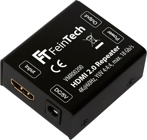 Amplificator de semnal repetor HDMI 2.0 FeinTech VMR00200 (UHD 4K 60 Hz, HDR) raza de actiune 50 m HDCP 2.2 negru