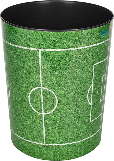 Cos de gunoi Laufer 26666 cu design teren de fotbal, capacitate 13 litri, perfect pentru camera unui copil, rotund, plastic robust, diverse modele