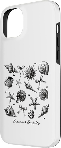 Carcasa iPhone 14 Plus cu motive de vara si de coasta, scoici, stele de mare, scoici, noduri, inimioare