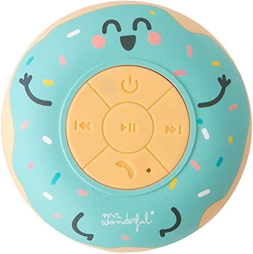 Boxa de dus wireless WONDEE Mr. Wonderful cu Bluetooth, impermeabila si in forma de gogoasa, cu autonomie a bateriei de 3-4 ore si ventuza pentru adeziv. Verde