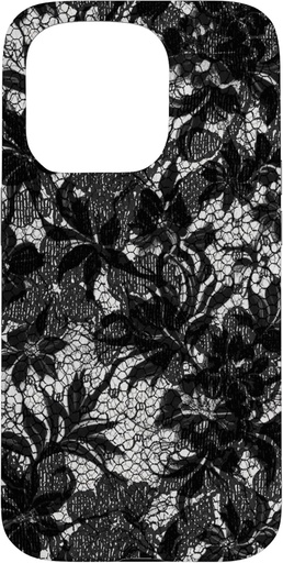 Carcasa vintage gotica cu design floral din dantela neagra pentru iPhone 15 Pro