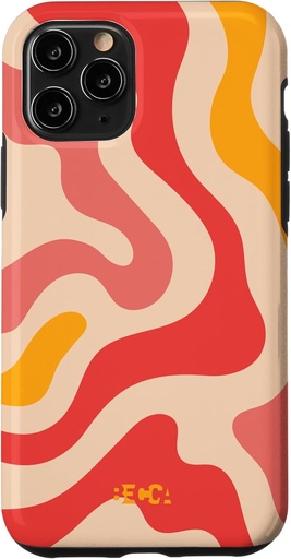 Carcasa pentru iPhone 11 Pro, model abstract retro, lichid, spirala, valuri, rosu, telefon