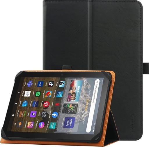 Husa universala HGWALP pentru tablete de 7 si 8 inci, husa de protectie universala cu suport Folio pentru tablete cu ecran tactil de 7 si 8 inci, cu curea de fixare reglabila si suport - PLBF