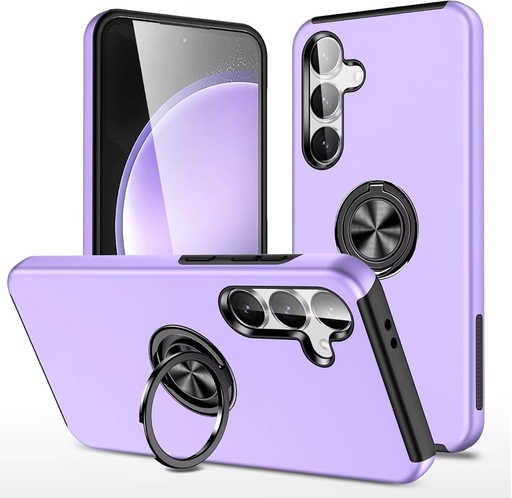 Husa de telefon YANJIEER ESONG pentru Samsung Galaxy S24+ Plus cu suport inelar, husa de telefon rezistenta la socuri de grad militar, husa de protectie magnetica subtire pentru exterior, cu suport, violet