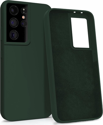 Carcasa MyGadget pentru Samsung Galaxy S21 Ultra - Carcasa de telefon cauciucata - [Structura cu 3 straturi] Carcasa de protectie cu incrustatie moale si husa exterioara rigida - Verde masliniu
