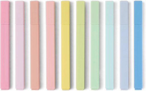 Amazon Basics - Pachet de 10 evidentiatoare pastelate, varf dalta, nu se manjesc nici macar pe Biblii, asortate