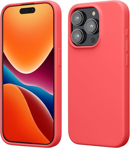 Husa de telefon kwmobile pentru iPhone 15 Pro Max, carcasa din silicon - incarcare wireless - coral neon