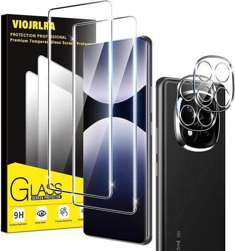 Sticla securizata Viojrlra 2+2 pentru Xiaomi Redmi Note 14 PRO 5G/Poco X7 5G cu protector pentru camera spate, folie de protectie a ecranului ultra-rezistenta, HD fara bule, sticla cu duritate 9H, sticla de protectie, transparenta