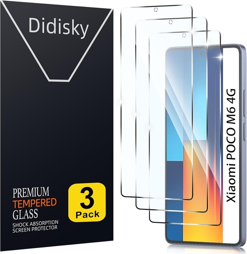 Didisky (2 folii de protectie ecran compatibile cu Xiaomi Poco M6 4G, Redmi 12 6.79" (nu este compatibila cu M6 5G/M6 Pro), folie de protectie ecran de inalta definitie 9H, anti-zgarieturi, usor de aplicat)
