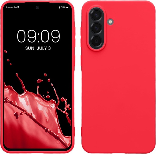 Husa kwmobile compatibila cu Samsung Galaxy A56 5G - Carcasa din silicon TPU moale - Potrivita pentru incarcare wireless - Roz neon
