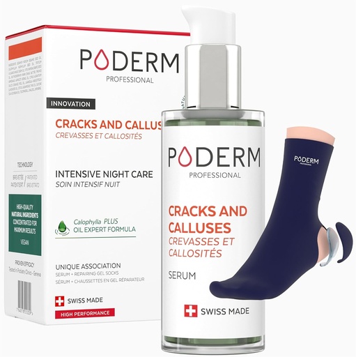 PODERM - PICIOARE CRAPATE SI BATATURI - Repara si calmeaza picioarele crapate/Hraneste si inmoaie bataturile - INGRIJIRE INTENSIVA DE NOAPTE 8 ORE - Ingrediente 100% naturale - Ingrijirea picioarelor - Fabricat in Elvetia