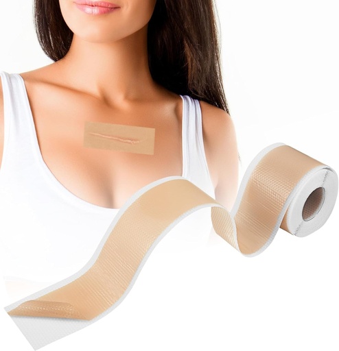 Plasturi din silicon RUACDIQ pentru cicatrici, banda din silicon pentru cicatrici de 4 cm x 300 cm pentru cezariana, chirurgie, arsuri, cheloide si acnee - reutilizabile, prietenoase cu pielea, respirabile, impermeabile