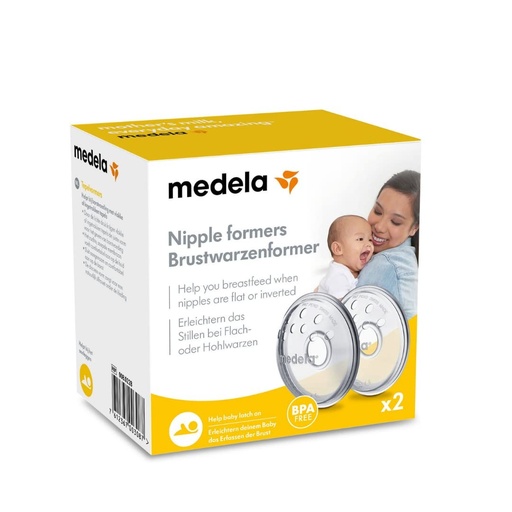 Formatoare de mameloane Medela - Modeleaza mameloanele inversate sau plate pentru a le pregati pentru alaptare - Fara BPA - Marime universala - Pachet de 2