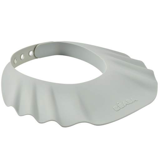 Caciula de baie BEABA pentru petrecerea de baby shower, casca de baie, circumferinta reglabila a capului, 5 pozitii, protectie pentru ochi si urechi, silicon moale si flexibil, gri-verde