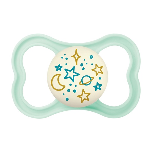 Suzeta MAM Supreme Night din silicon, fosforescenta, cu husa, 16+ luni, culoare neutra