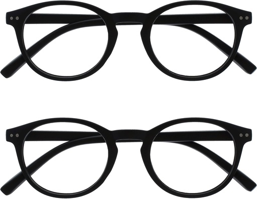 Ochelari de citit OPULIZE Zen, set de 2, negri mati, mici, pentru barbati si femei RR24-1 +2.00