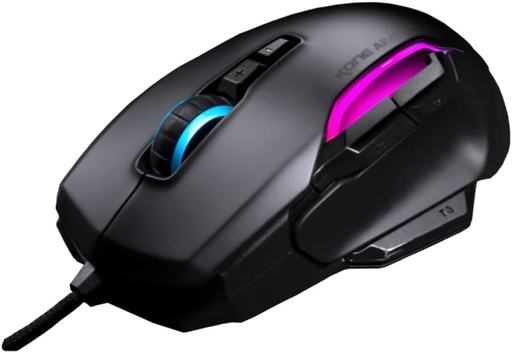Mouse de gaming Roccat Kone AIMO (de inalta precizie, senzor optic Owl-Eye (100 pana la 16.000 DPI), iluminare LED RGB AIMO, 23 de butoane programabile, proiectat in Germania, USB), negru (remasterizat)