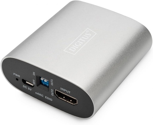 Convertor/extractor HDMI eARC Digitus, cablu Micro USB de 0,5 m, carcasa din aluminiu, gri