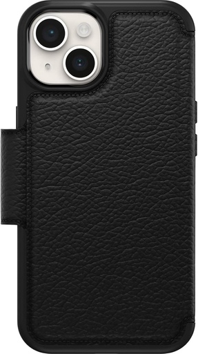 Husa Otterbox Strada pentru iPhone 16e, iPhone 14, rezistenta la socuri, caderi, piele premium, 2 sloturi pentru carduri, rezista la de 3 ori mai multe caderi decat standardul militar, neagra, livrata fara ambalaj