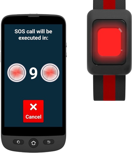 SWISSVOICE - Bratara SOS de urgenta - Buton SOS cu geolocalizare - Compatibila cu smartphone-urile pentru seniori S510-C si S510-M - Poate fi purtata ca bratara sau pandantiv - Rezistenta la stropire (IPx5)