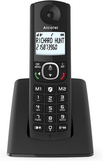 ALCATEL F530 - Telefon fara fir DECT - Ecran mare cu iluminare din spate - Maini libere - Functie de blocare a apelurilor - 2 taste de apelare rapida - Negru