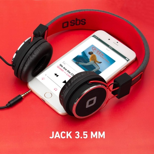 Casti SBS Studio Mix DJ cu pernite moi reglabile, banda captusita, cablu jack de 3,5 mm pentru smartphone-uri, tablete si PC-uri, rosii si negre