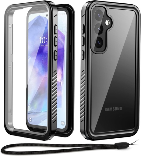 Carcasa Beeasy pentru Samsung Galaxy A55 5G, rezistenta la apa si socuri, carcasa cu protectie completa impermeabila IP68 360° cu protector de ecran, husa ranforsata impermeabila, antipraf, incasabila pentru A55 (6,6")