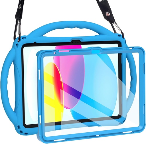 Husa pentru copii TOPESCT pentru iPad A16 generatia 11/10 (2025/2022) 11"/11" - Fabricata din silicon potrivit pentru copii, cu protector de ecran incorporat si prindere rezistenta la socuri pentru iPad generatia 11/10