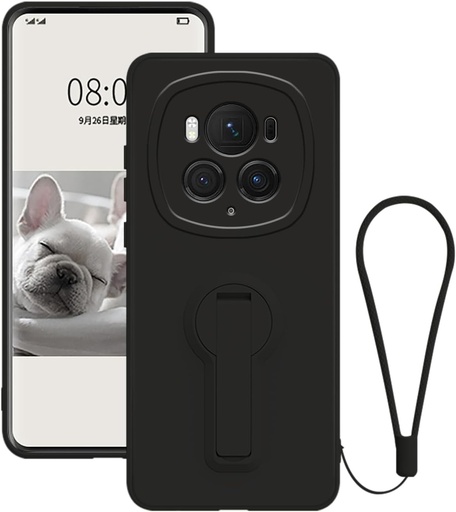 Anlalish Compatibil cu Husa de Telefon Honor Magic 6 Pro, Accesoriu de Carcasa din Silicon Antisoc Militar, Husa de Protectie Subtire cu Curea, Husa Originala Rezistenta la Zgarieturi (Negru)