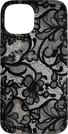Carcasa iPhone 15 cu model vintage, dantela neagra