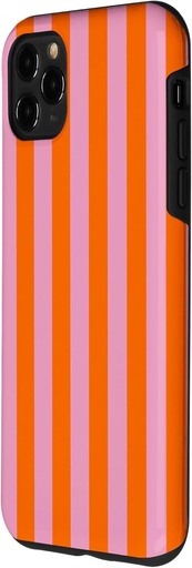 Carcasa eleganta, draguta, feminina, placuta din punct de vedere estetic, cu dungi portocalii si roz pentru iPhone 11 Pro Max