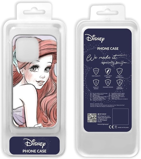 Carcasa de telefon ERT GROUP originala si oficial licentiata Disney Ariel Design 005 pentru Apple iPhone 14 Pro, perfect adaptata formei telefonului, carcasa TPU