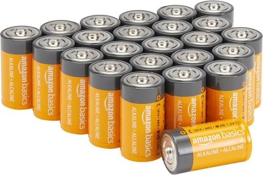 Baterii alcaline multifunctionale de tip C Amazon Basics, pachet de 24, 1,5 V, durata de valabilitate de 5 ani