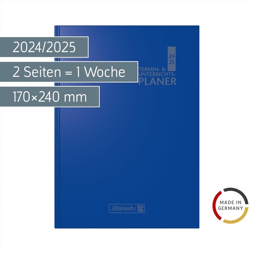 Planificator de intalniri si lectii BRUNNEN 2024/2025 | A5, plastic, albastru